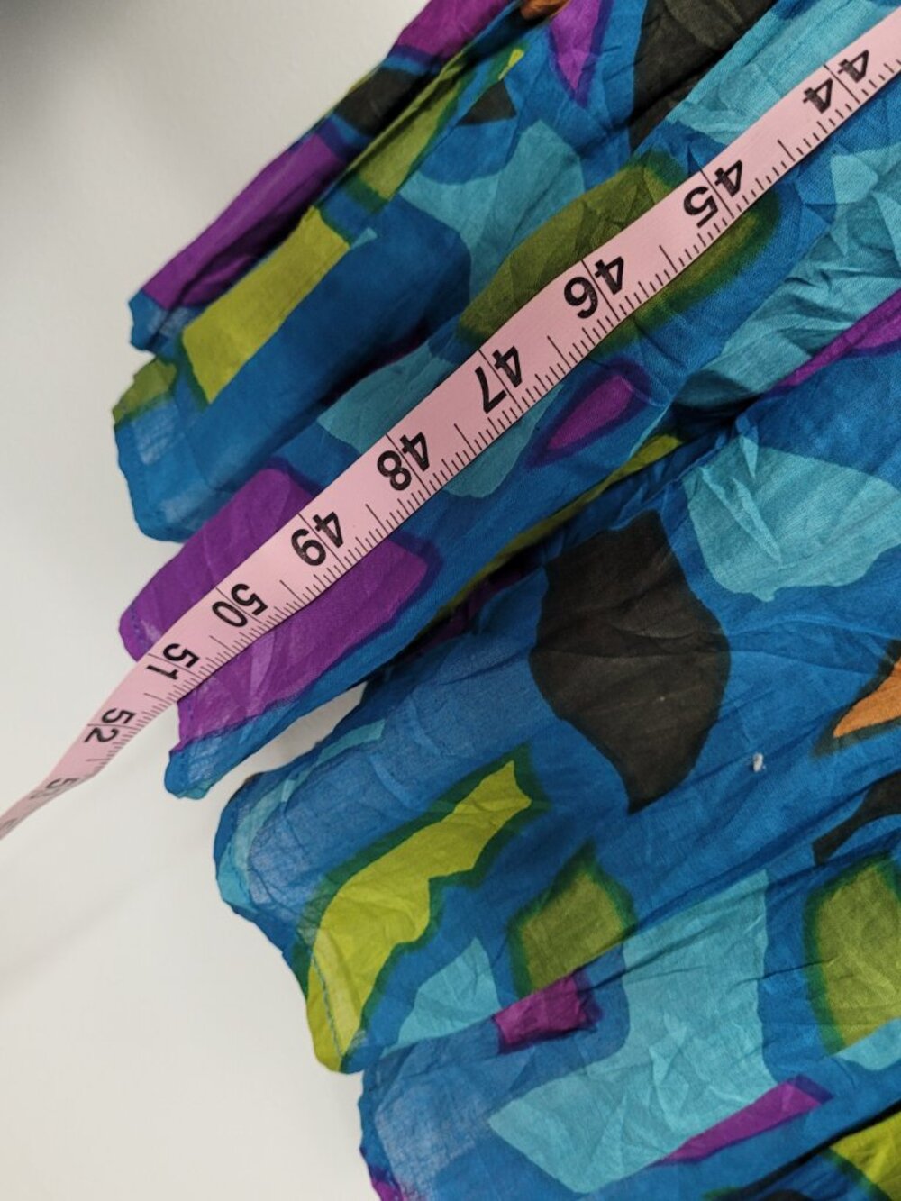 Vasna blue purple geometric artsy drawstring waist pull over dress size large - Picture 7 of 9